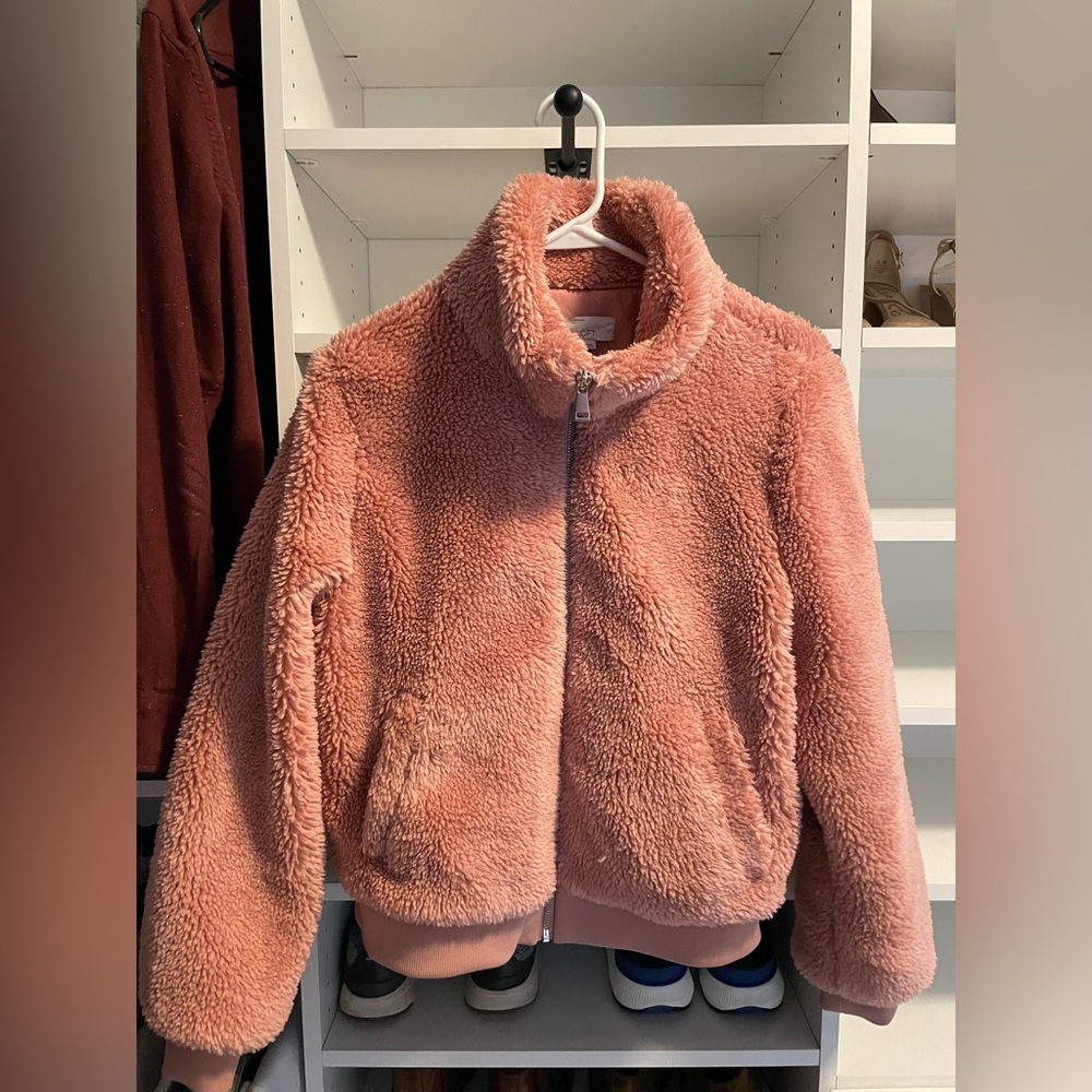 Loft pink teddy coat